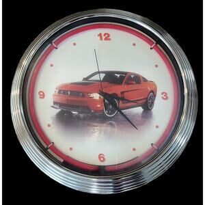 Ford Mustang Boss 302 Licensed 15" Neon Hanging Wall Clock Parts Only See Desc